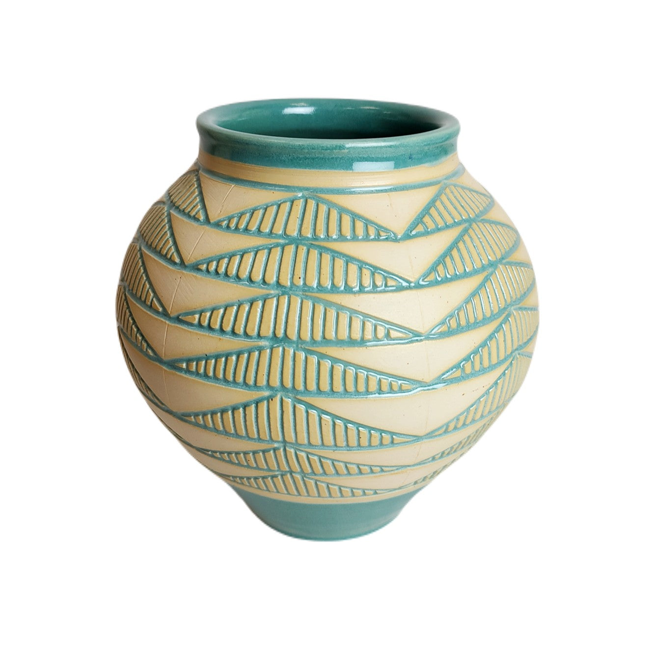 White/Green Round Vase