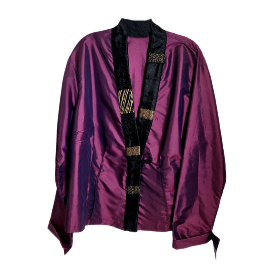 Kimono Collar Coat - Burgundy