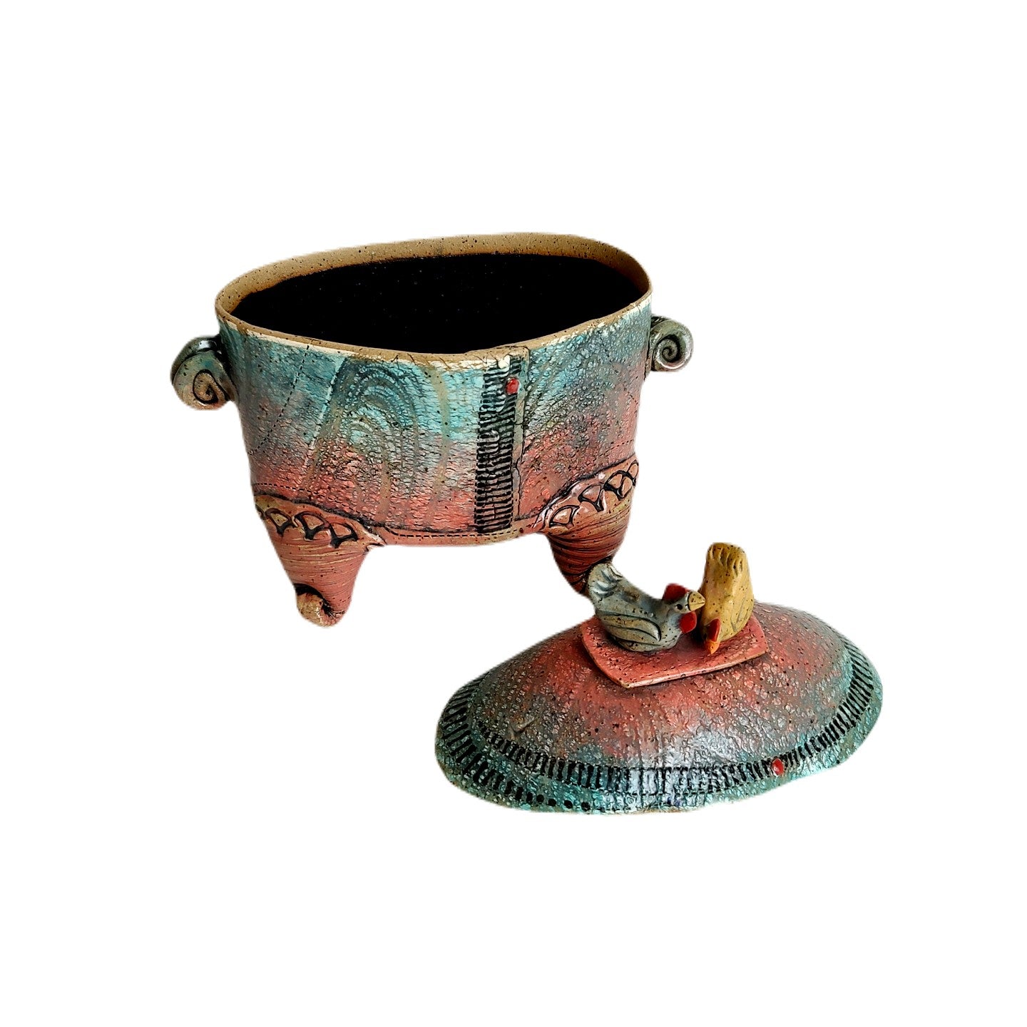 2-Chicken Lidded Jar