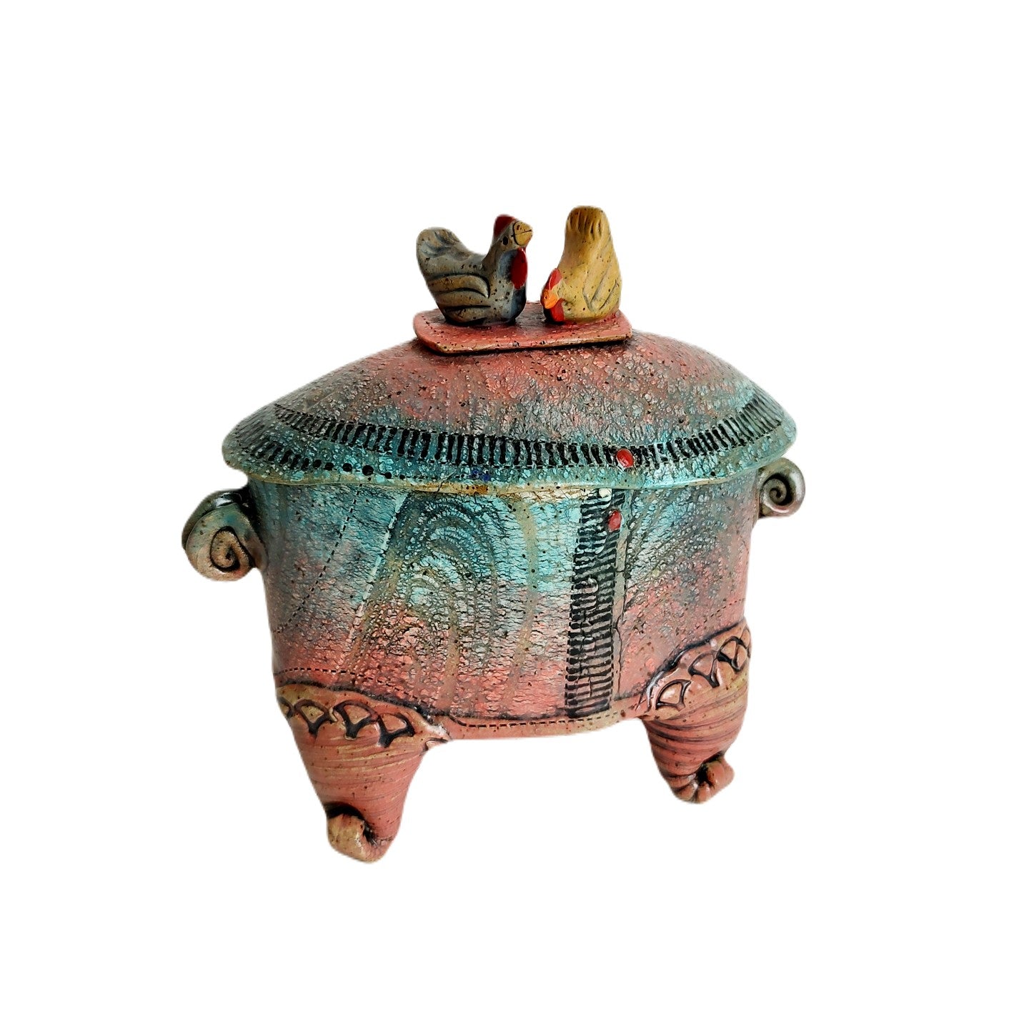 2-Chicken Lidded Jar