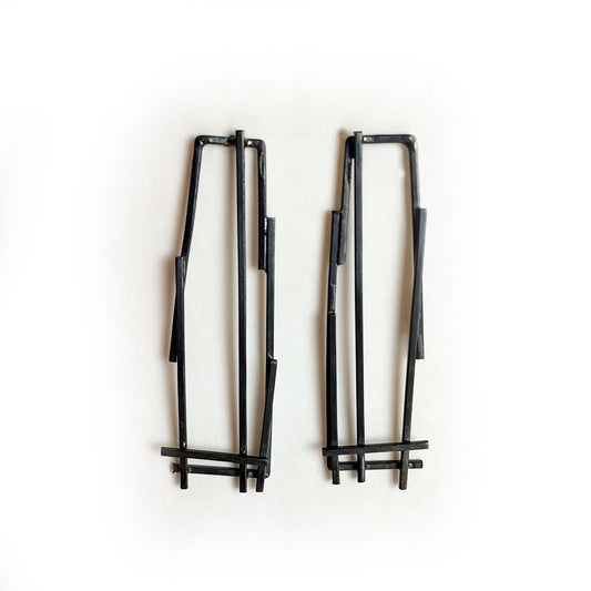 Oxidized Silver Scaffold Post Earrings