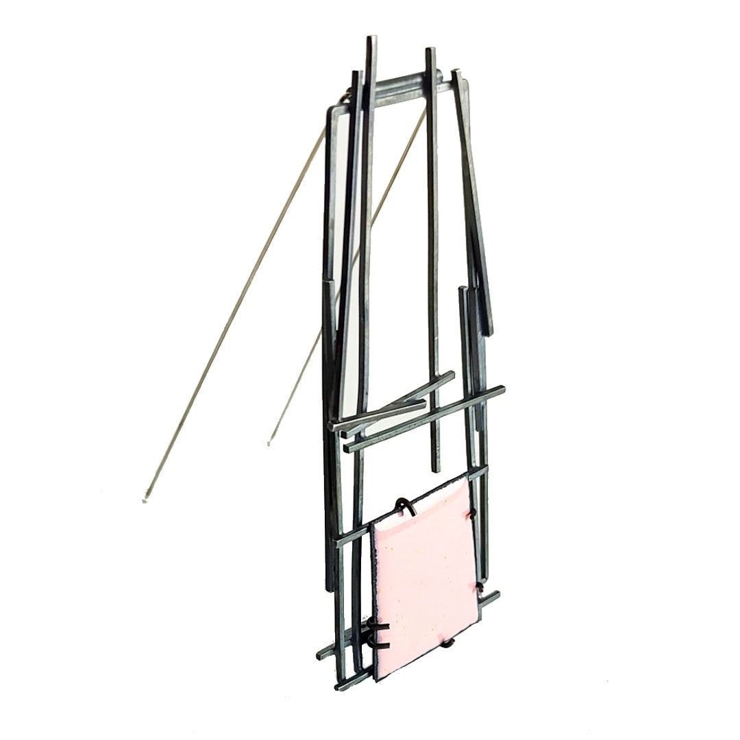 Pink Enamel Scaffold Brooch