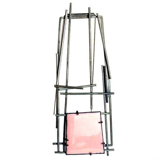Pink Enamel Scaffold Brooch