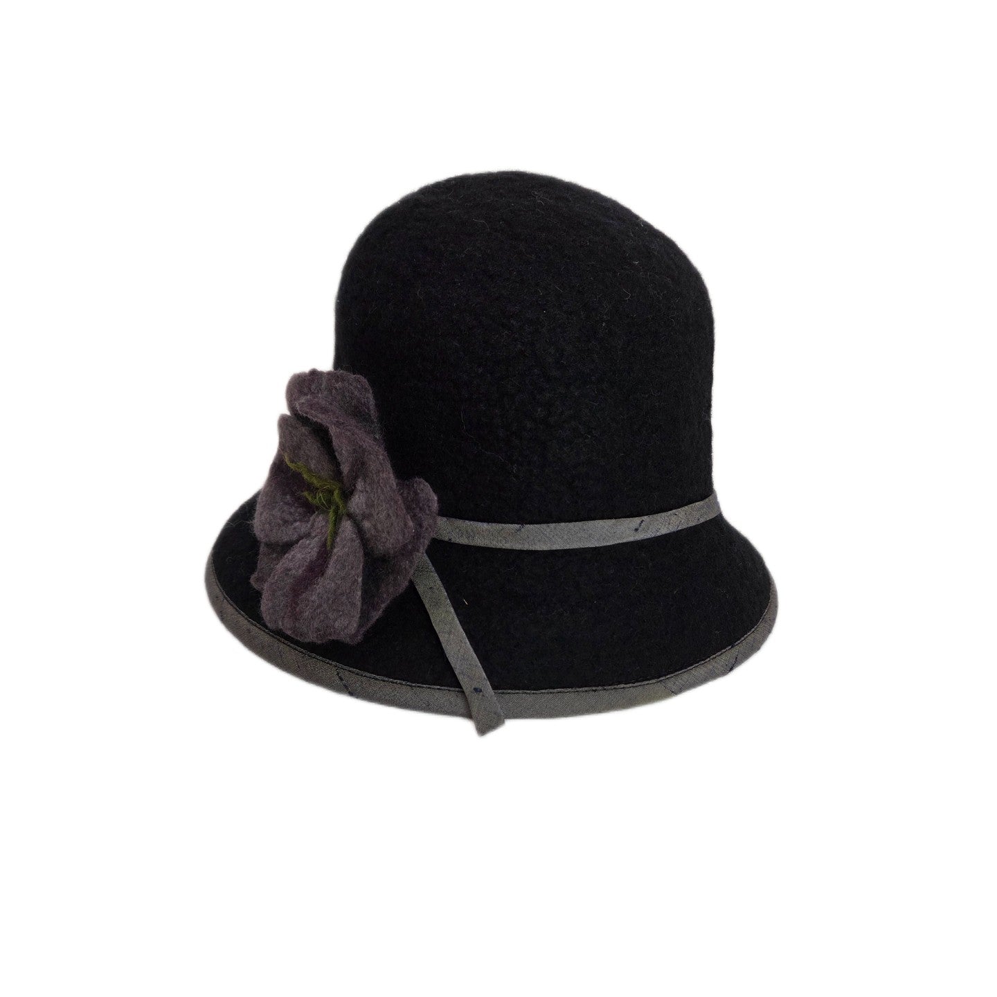 Irene Hat Black w/Gray Flower