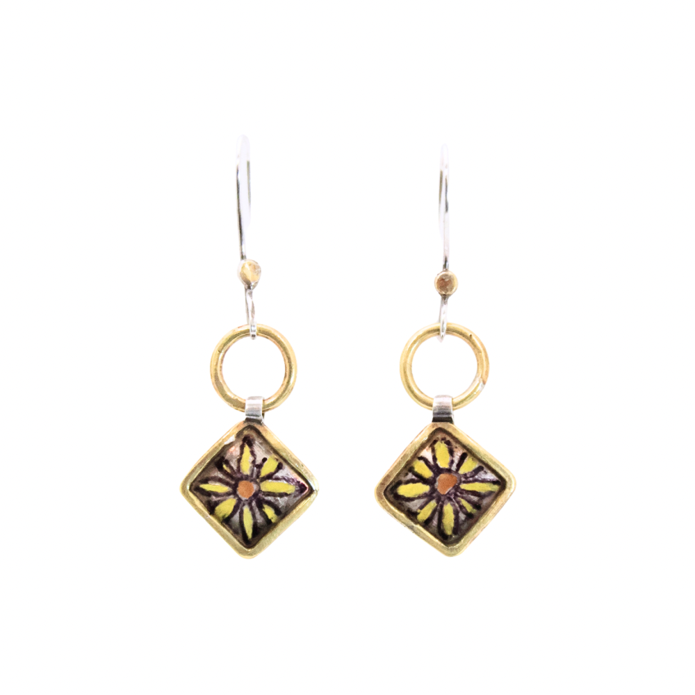Yellow Daisy Diamond Dangle