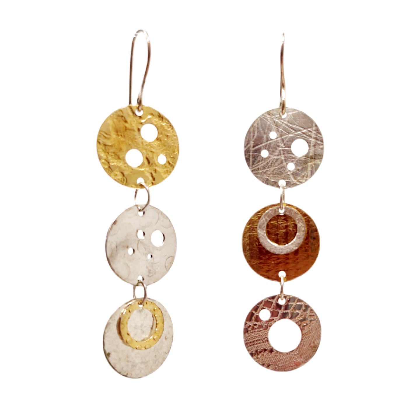 Two Tone Large Moon Dangle Earrings
