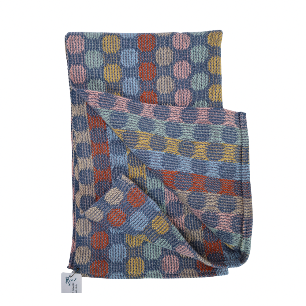 Handwoven Kitchen Towels - Blue/Polka Dot