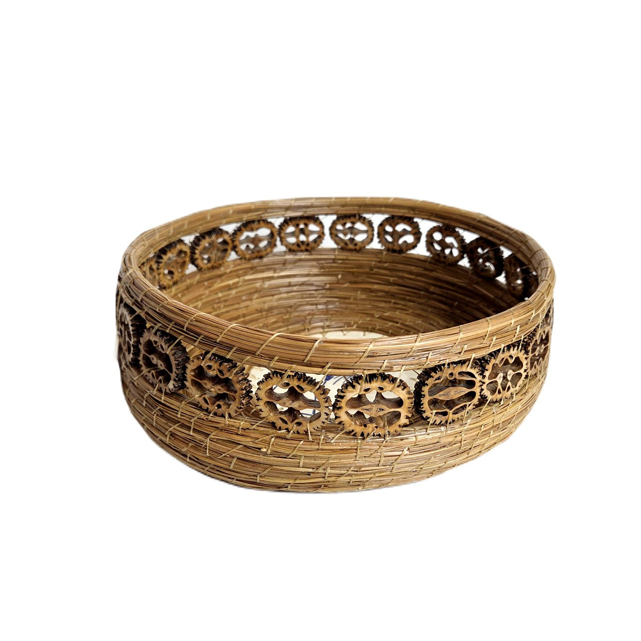 Blue Heron Walnut Rimmed Basket