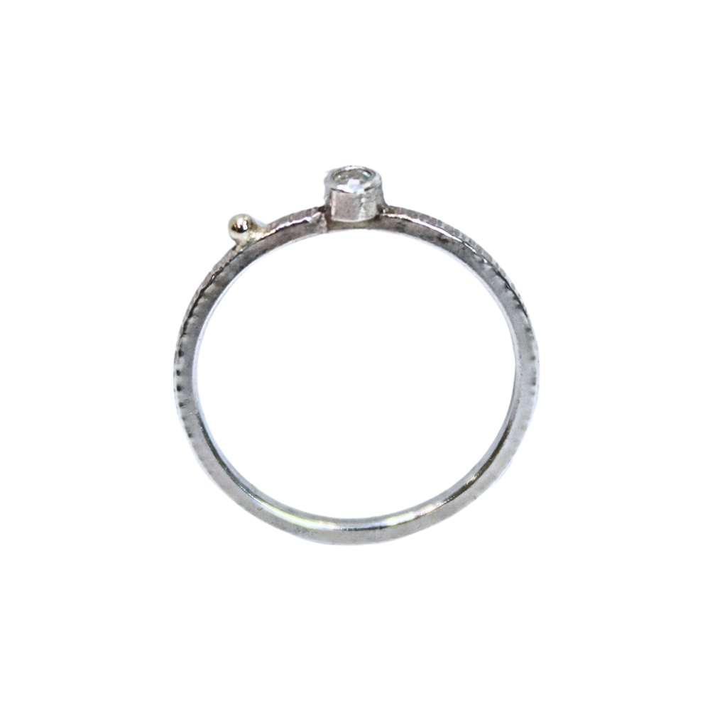 Stack Ring Sz6 Blue Topaz SS/14k