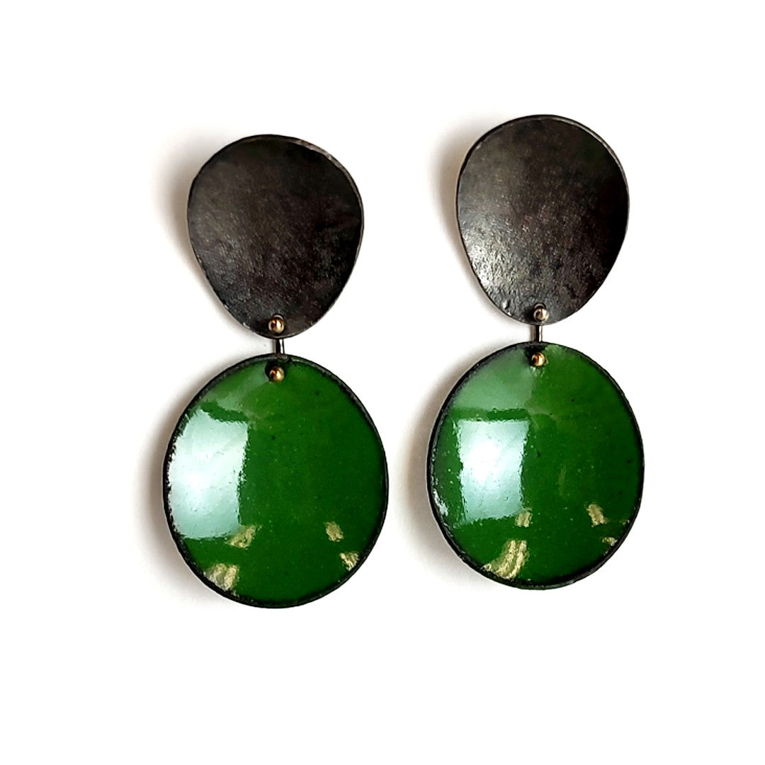 Olive Enamel Earrings