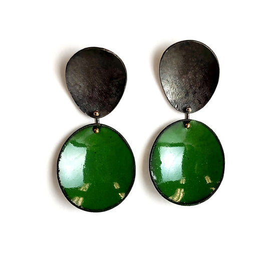 Olive Enamel Earrings