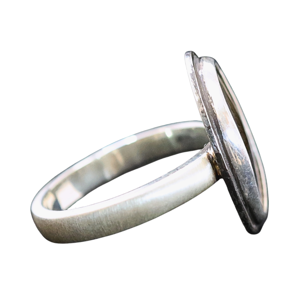 Dendritic Agate Oval Ring Sz7.5