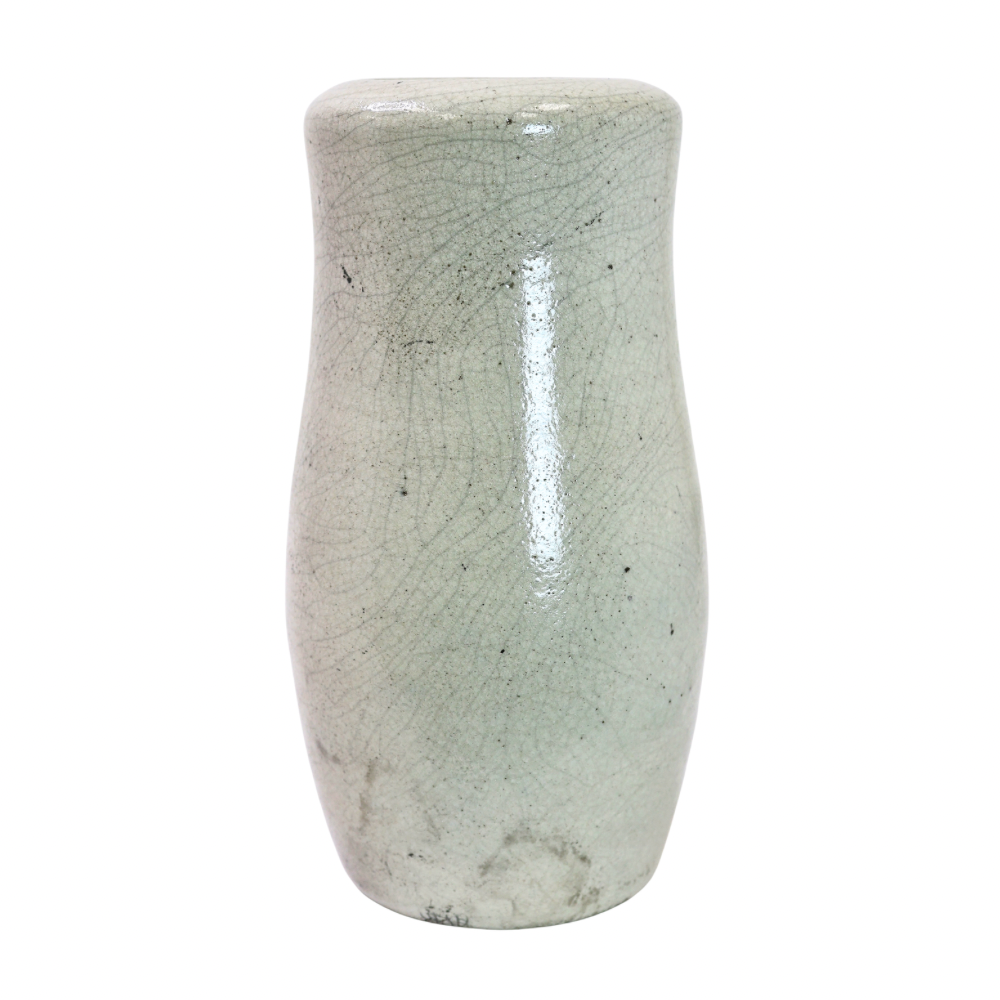 Raku Vase. Large, White/Gray