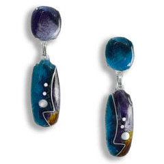Blue & Purple Enameled Earrings