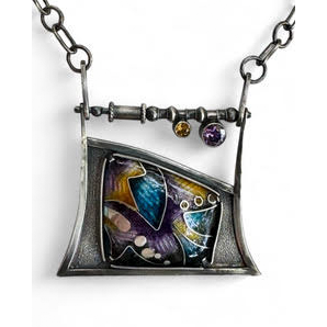 Purple & Blue Enameled Pendant