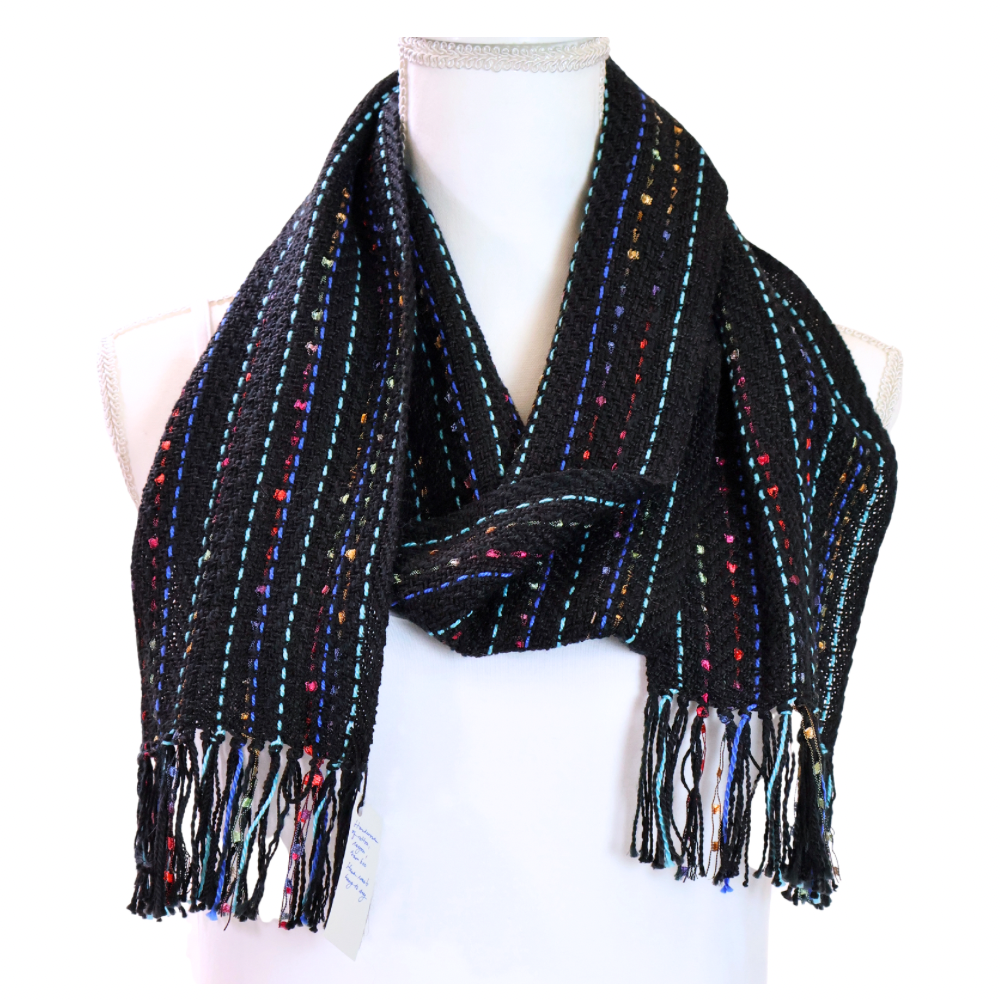 Cotton/Rayon Scarf - Black/Multi