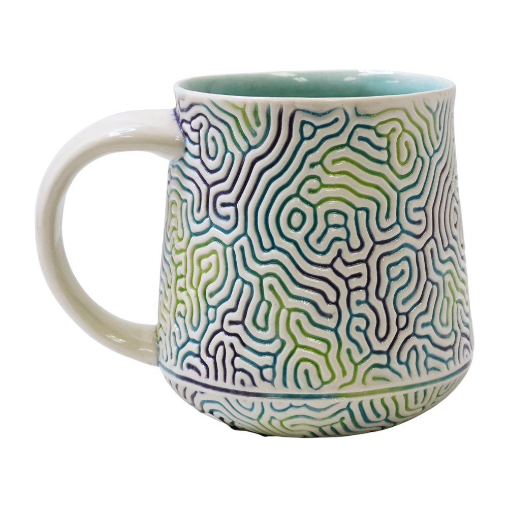 Patterned Mugs - Blue & Green
