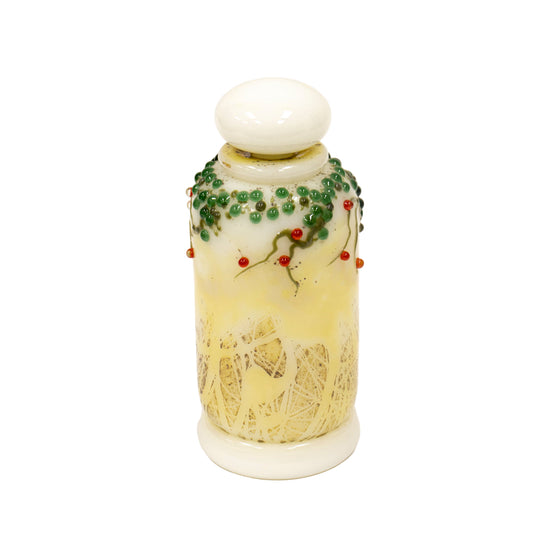 White Bottle with Stopper - Green Dots #4121
