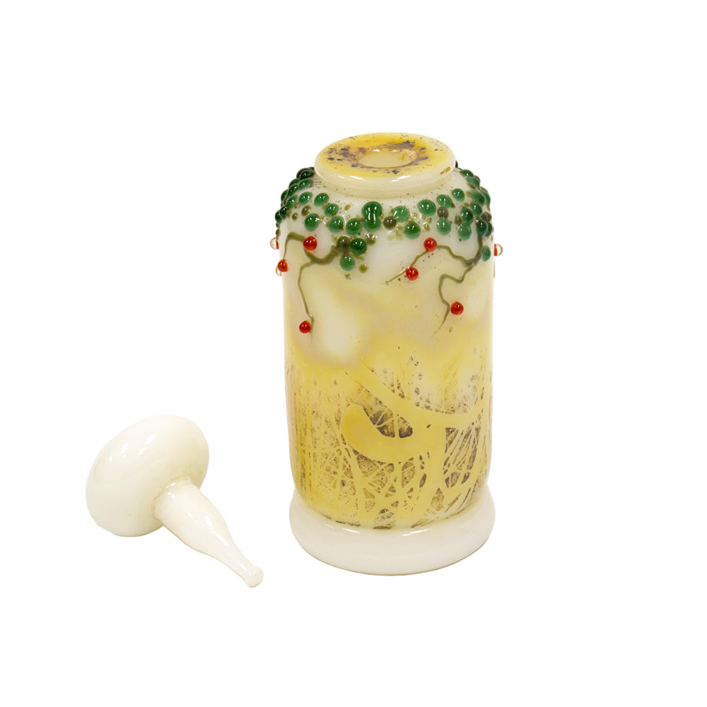 White Bottle with Stopper - Green Dots #4121