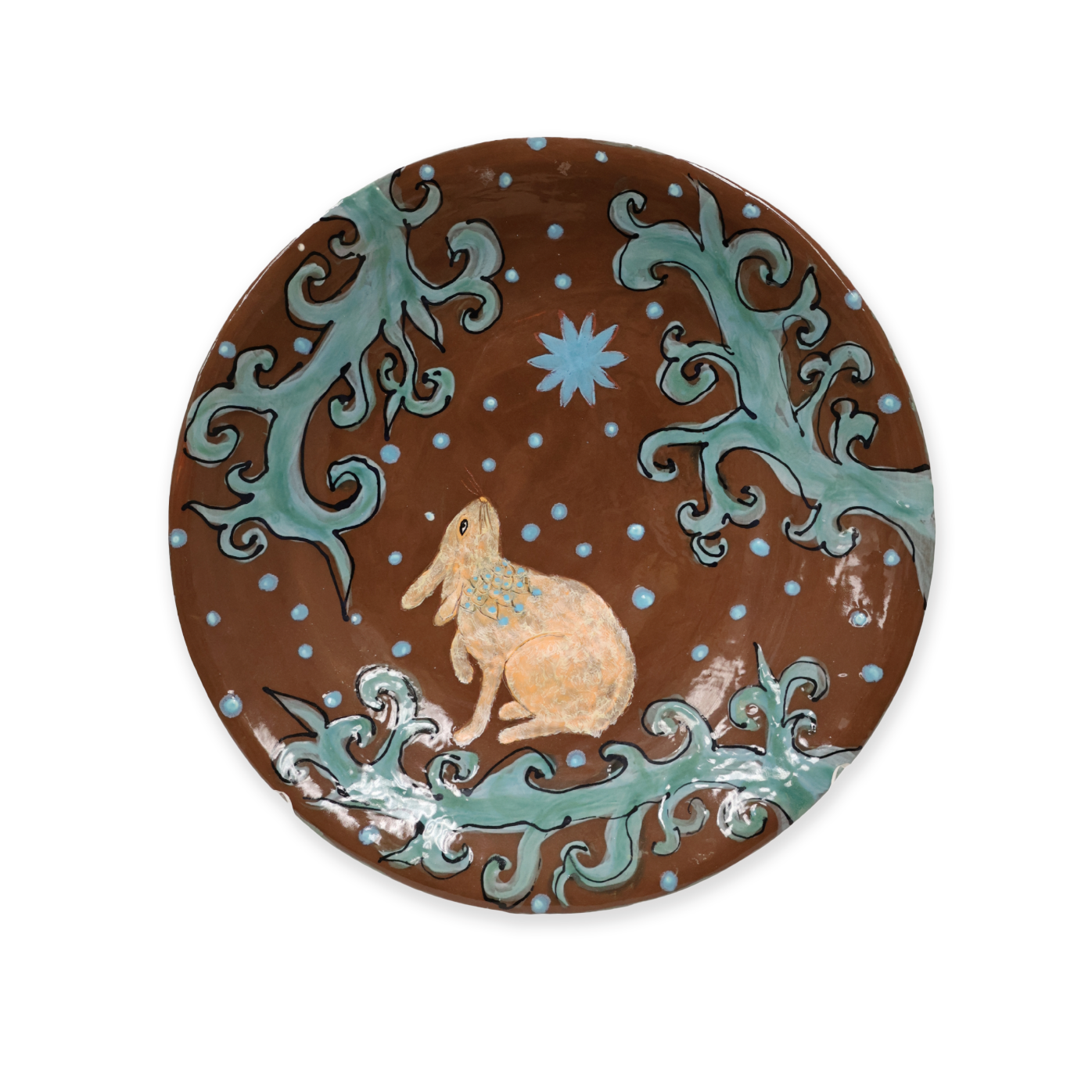 Gold Rabbit - Blue Stars Platter
