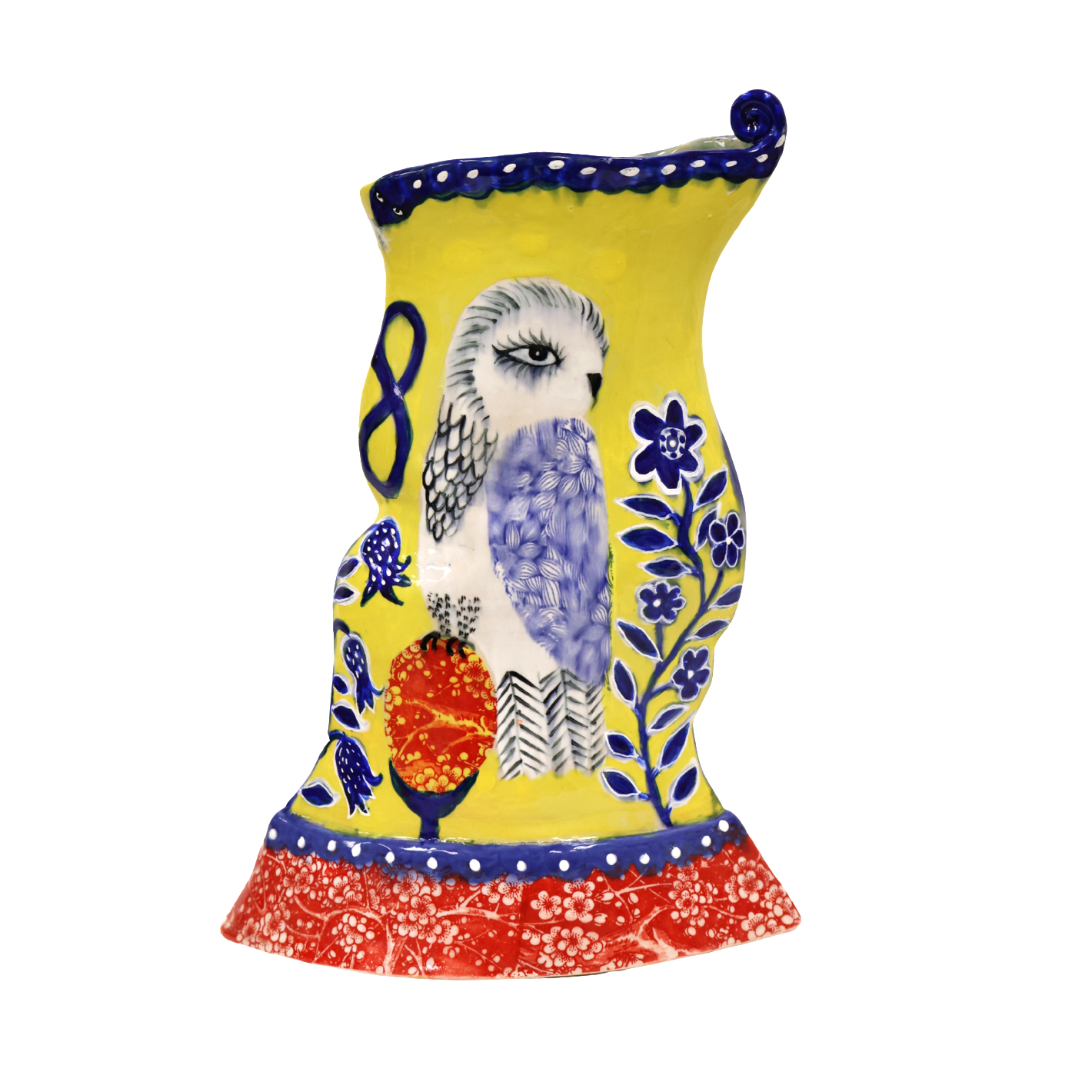 Blue Fox Owl Blue Flowers