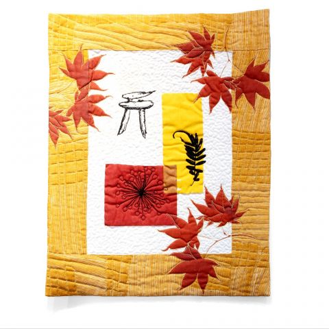 Torii Gate Maple Leaf Wall Quilt (XVI)