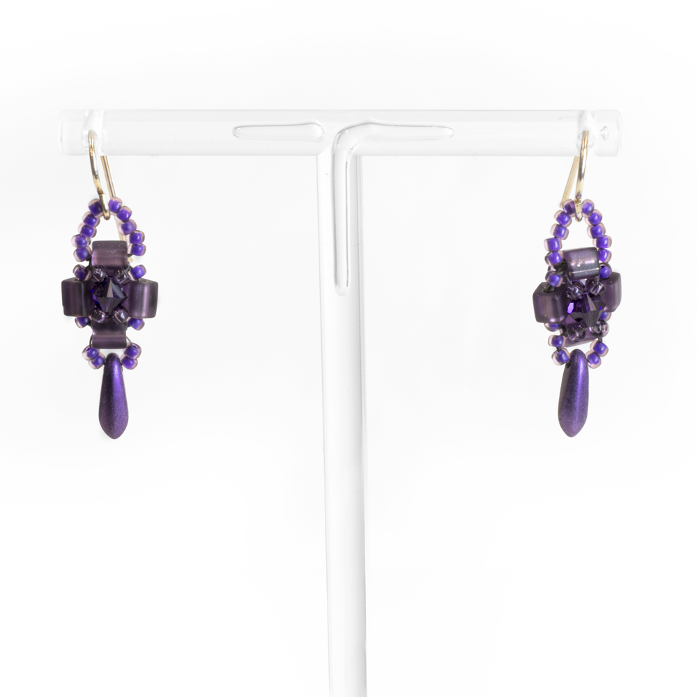 Purple Square Drop Earrings