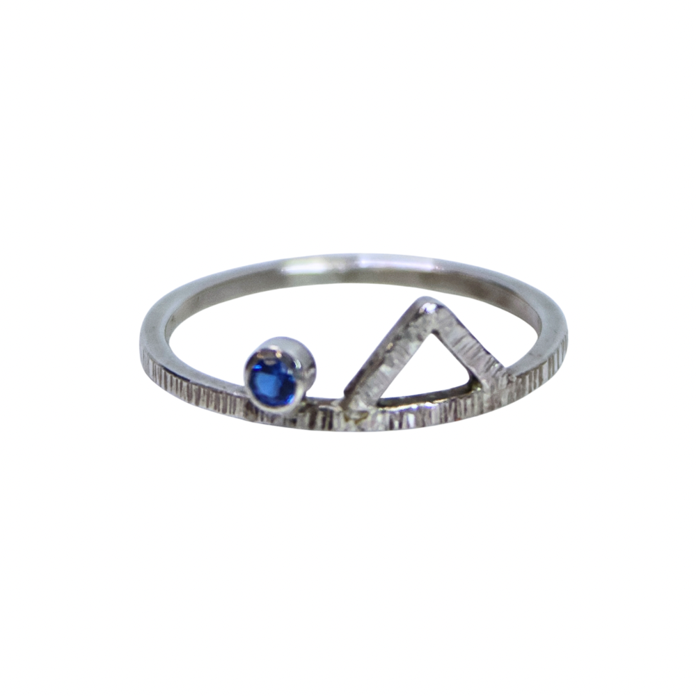 Stack Ring Sz7¼ Triangle & Blue Spinel SS