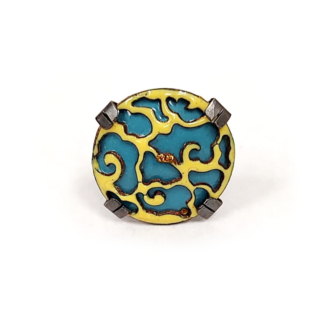 Cloud Pattern Enameled Ring