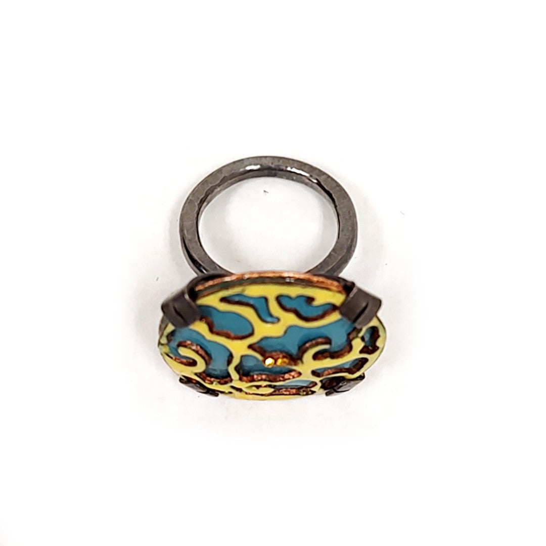 Cloud Pattern Enameled Ring