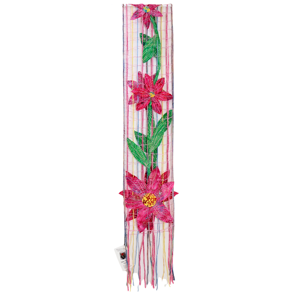Scarf. Pink & Green Flowers