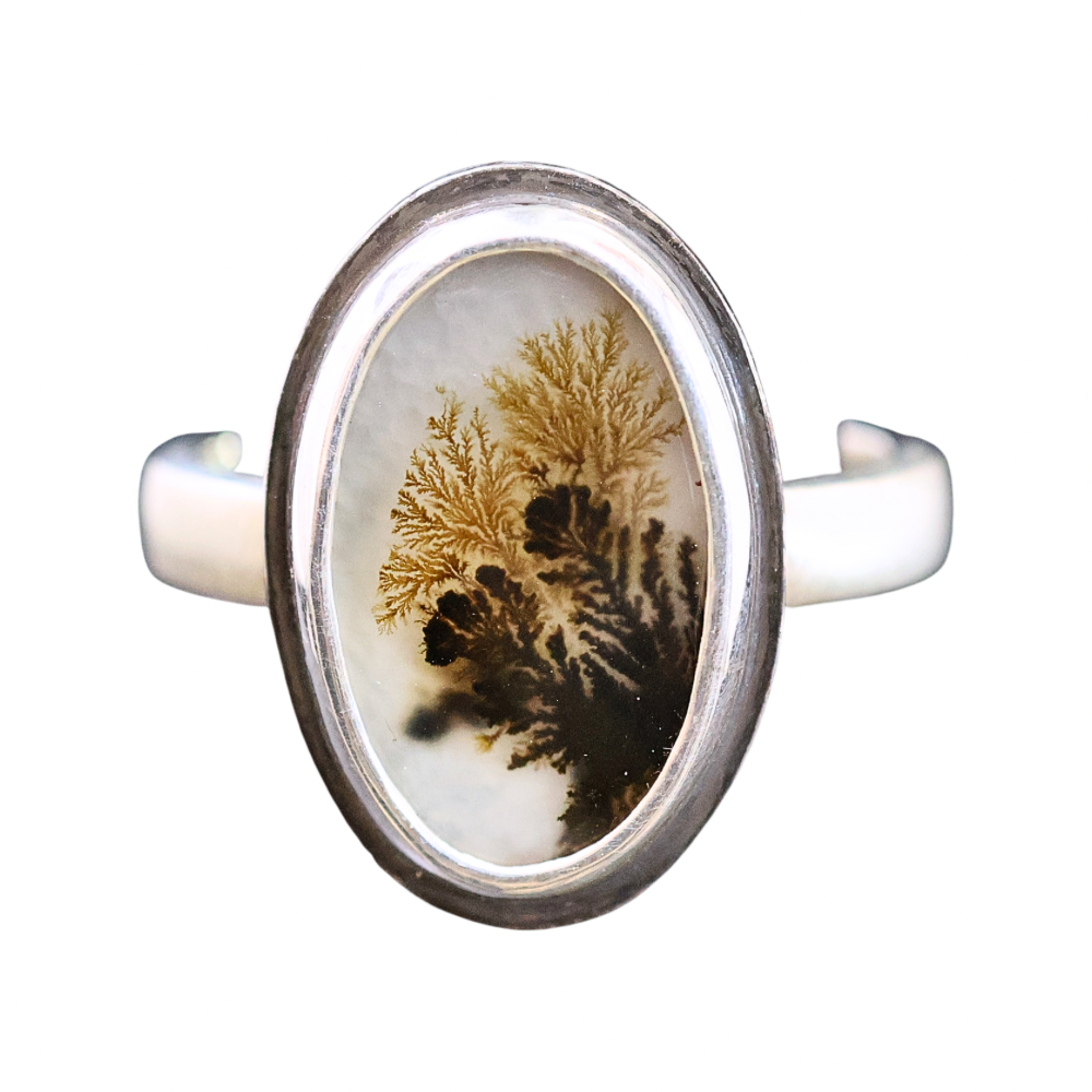 Dendritic Agate Oval Ring Sz7.5