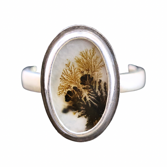 Dendritic Agate Oval Ring Sz7.5