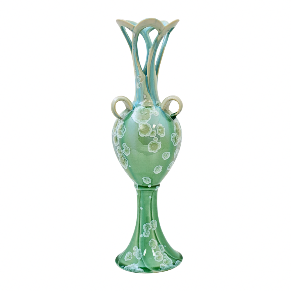 Sage Tall Carved Vase