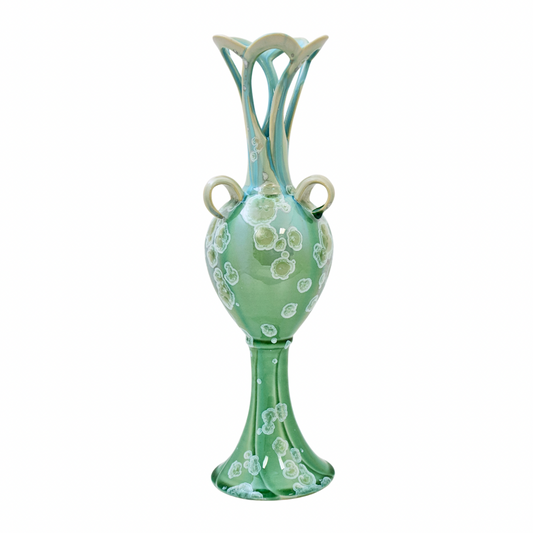 Sage Tall Carved Vase