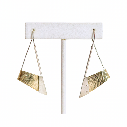 Triangle Texture Gold Earrings