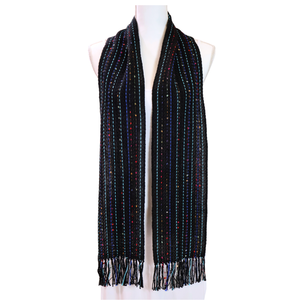 Cotton/Rayon Scarf - Black/Multi