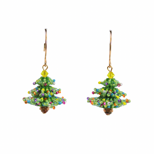 Green Christmas Tree Earrings