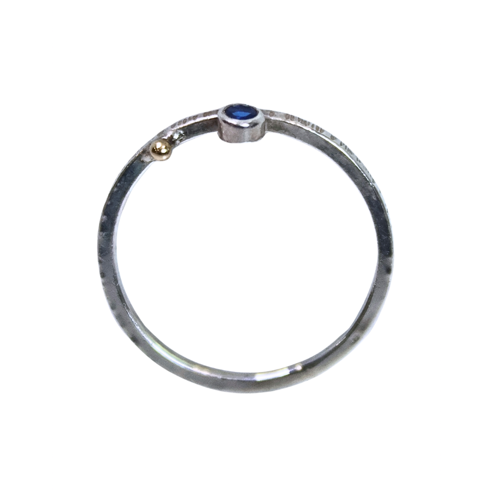 Stack Ring Sz6¼ Blue Spinel SS/14k