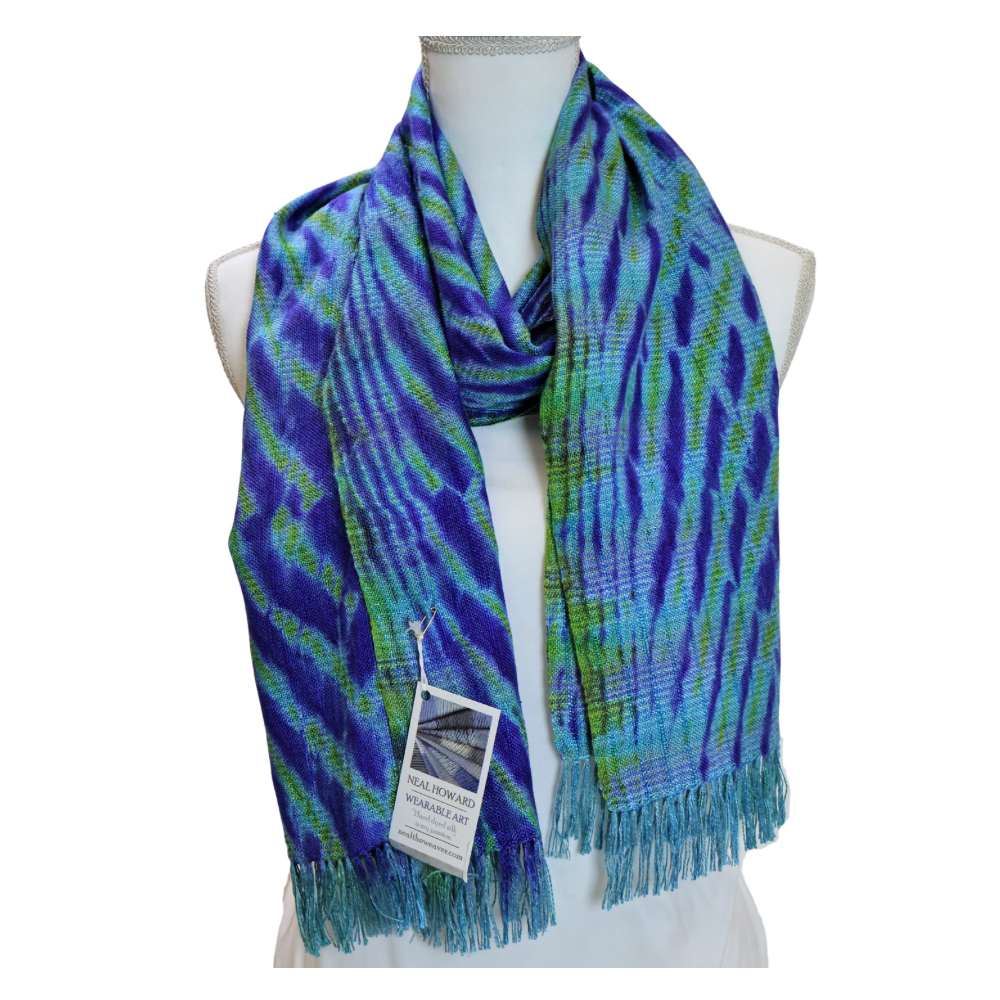 Woven Shibori Scarf. Silk