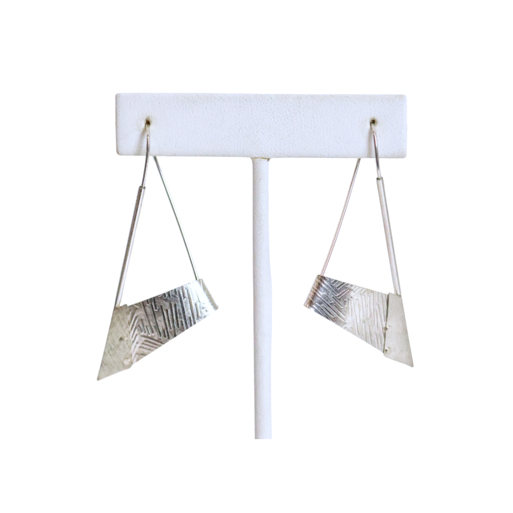 Triangle Texture Silver Earrings