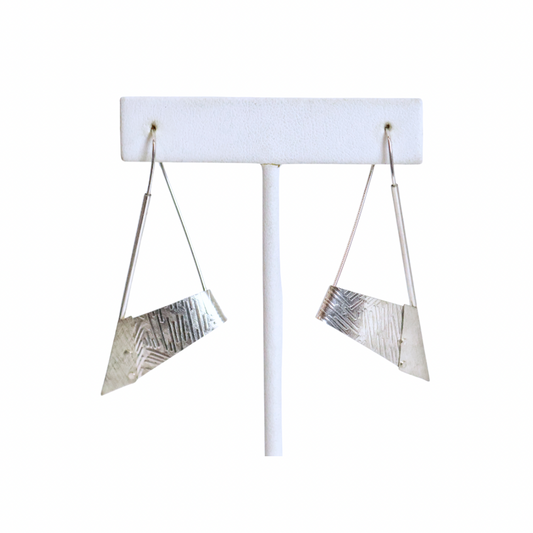 Triangle Texture Silver Earrings