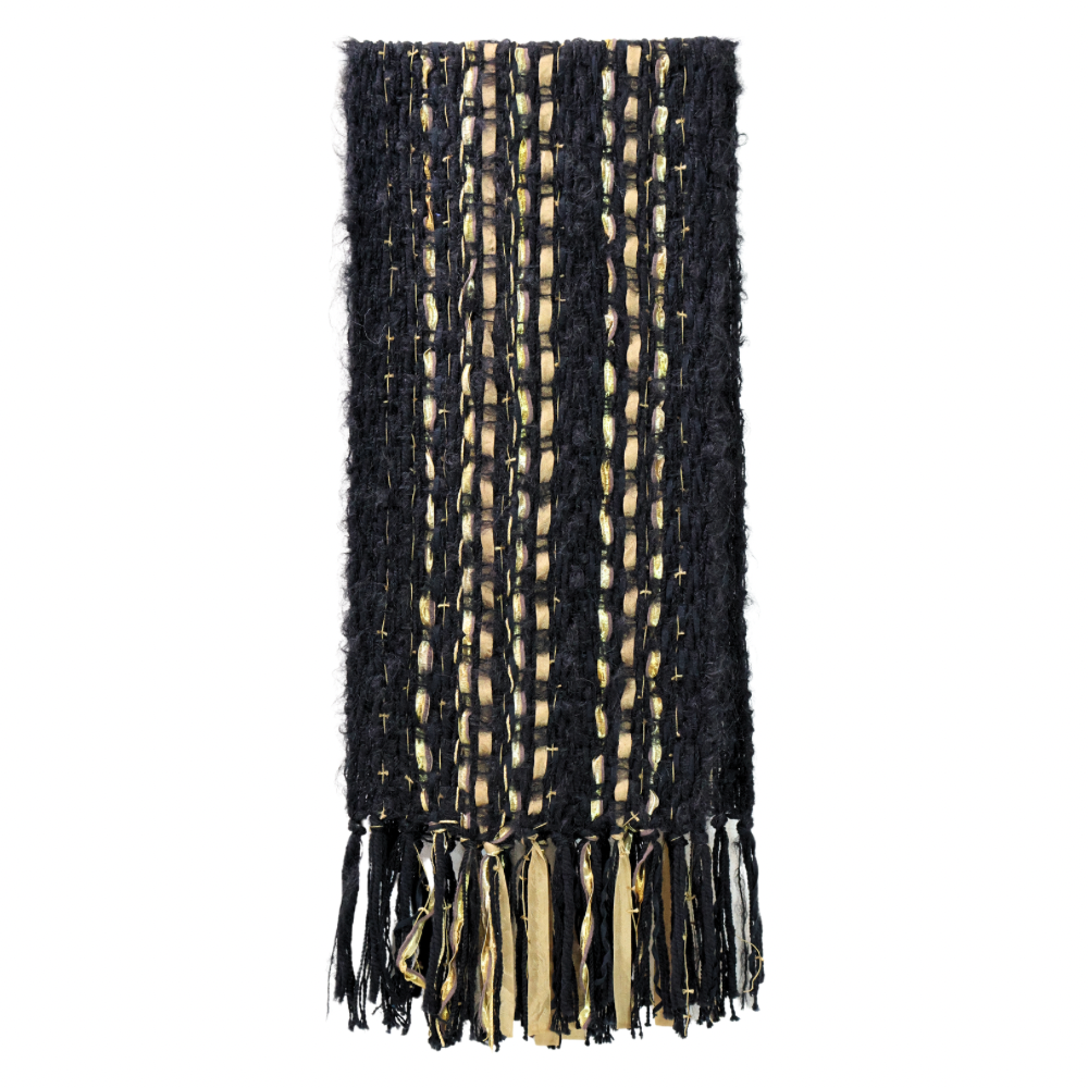 Handwoven Mohair Scarf - Black & Gold