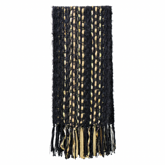 Handwoven Mohair Scarf - Black & Gold