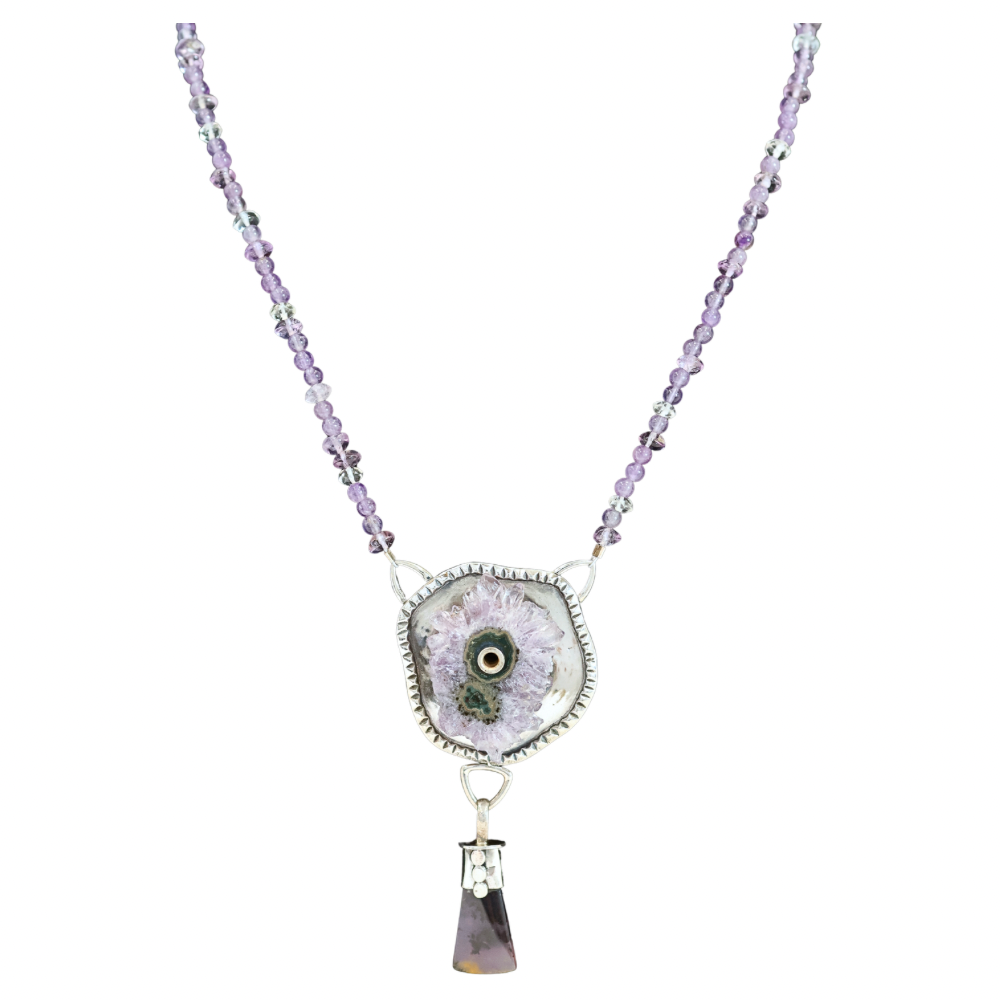 SS, Amethyst Slice Pendant
