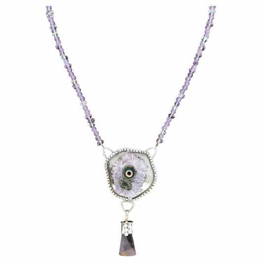SS, Amethyst Slice Pendant