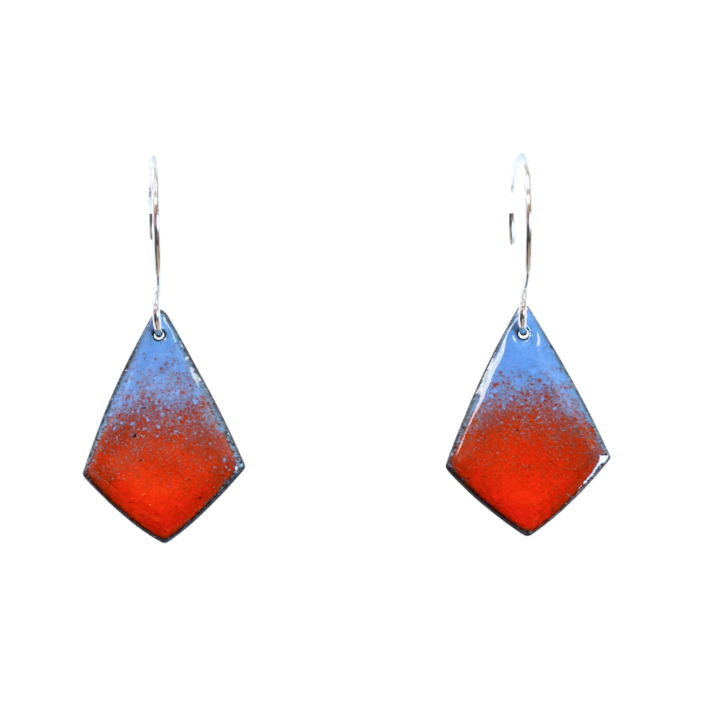 Sm. Diamond Fan Earrings. Orange GFE6