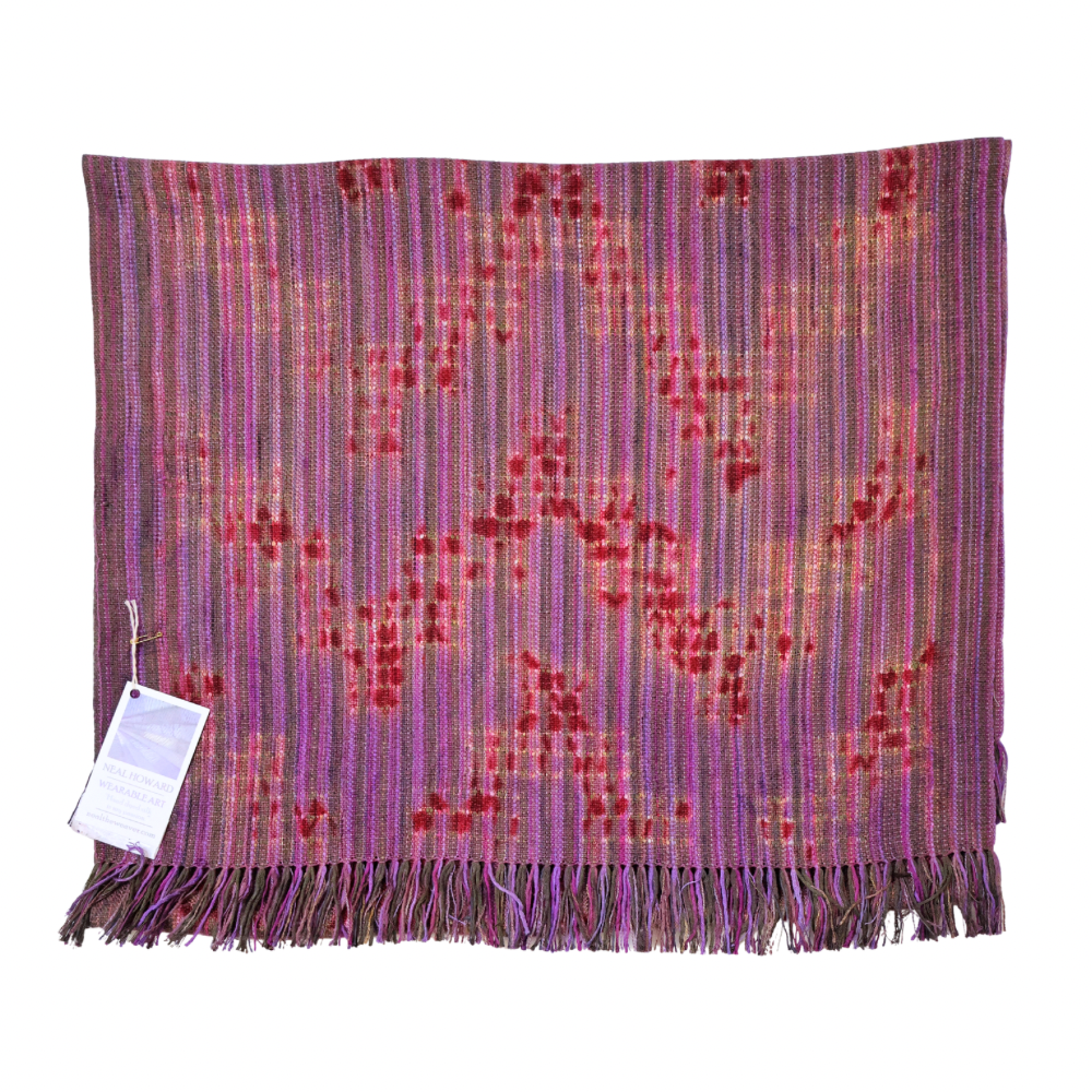 Woven Shibori Wrap - Purples Reds