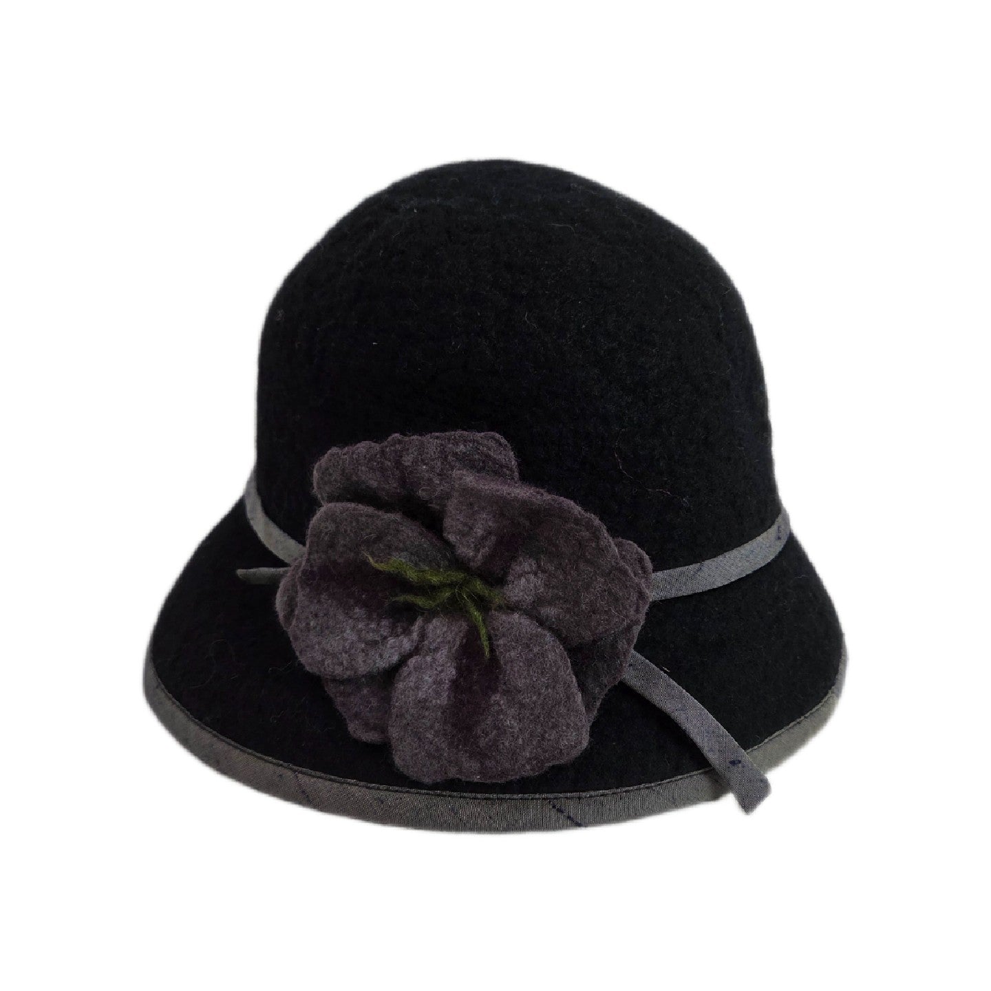 Irene Hat Black w/Gray Flower
