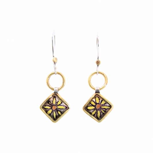 Yellow Daisy Diamond Dangle